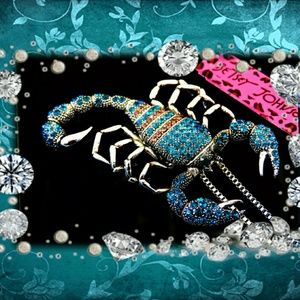Betsey Johnson Blue and Silver Scorpion broach/charm/pendant Approx 3.25”